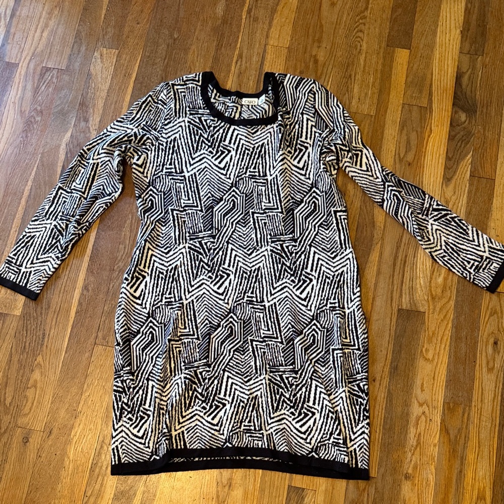 Cato Black and White Patterned Dress